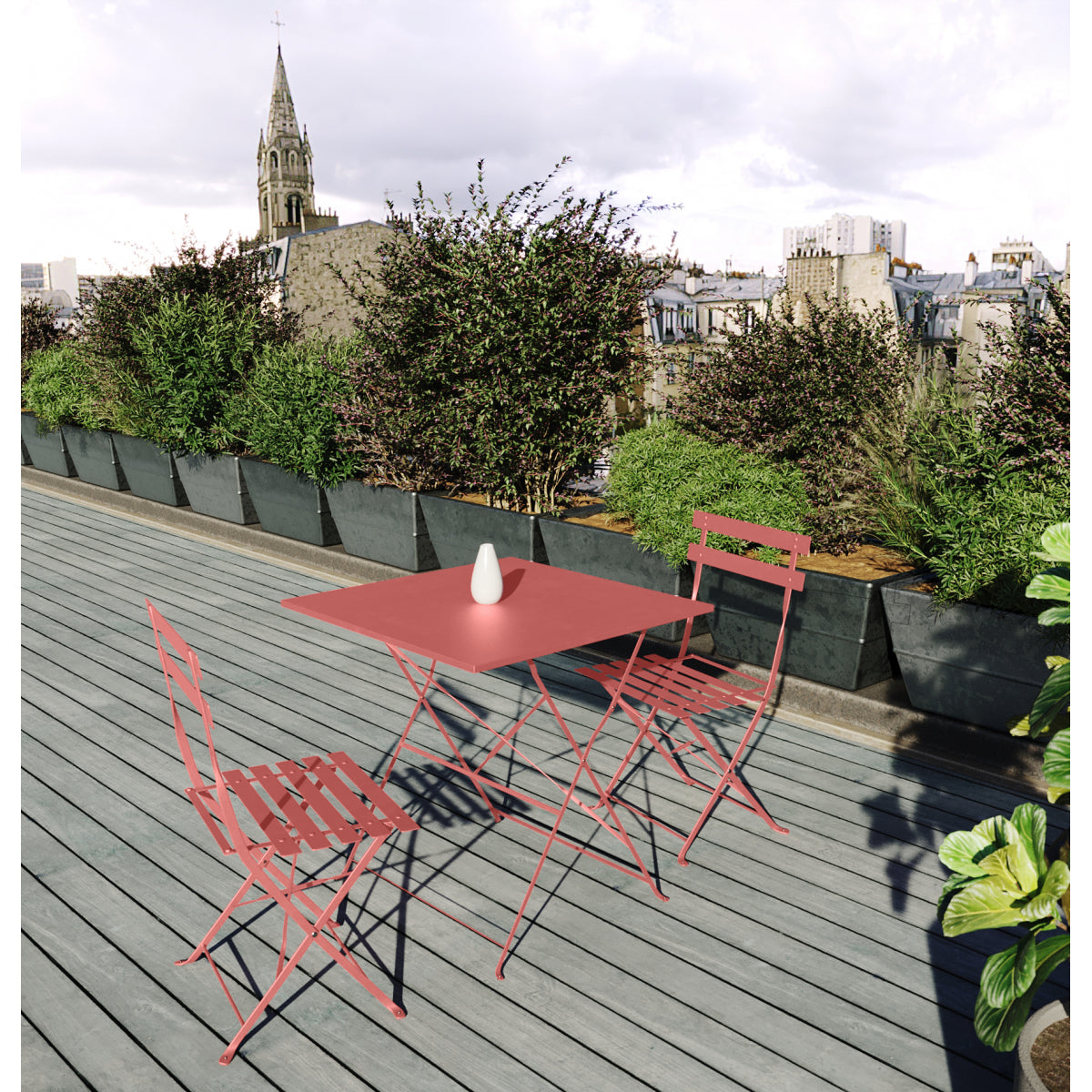 Mesa De Jardín Plegable Bistro Cuadrada 2 Personas Terracota 70x70cm- Mobiliario De Jardín_4