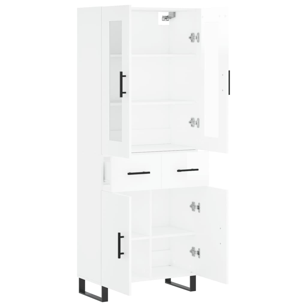 Aparador Alto Madera Contrachapada Blanco Brillo 69,5x34x180 Cm_3