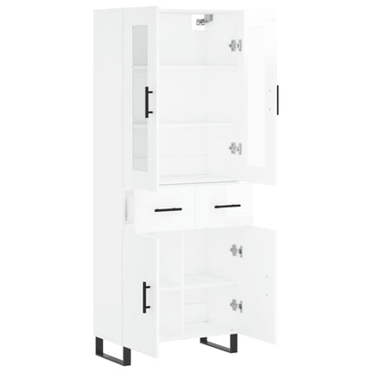 Aparador Alto Madera Contrachapada Blanco Brillo 69,5x34x180 Cm_3