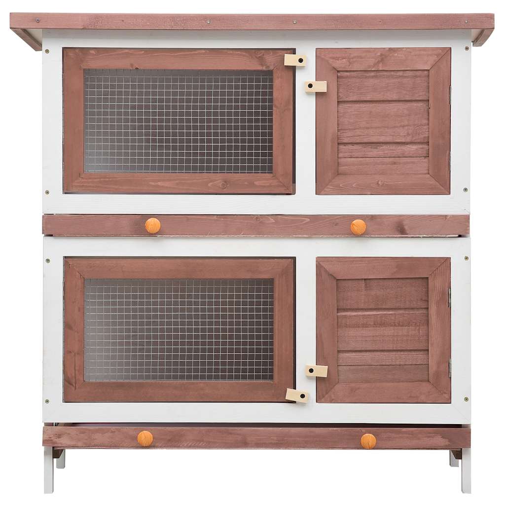Jaula Conejera Con 4 Puertas Madera Marrón_3
