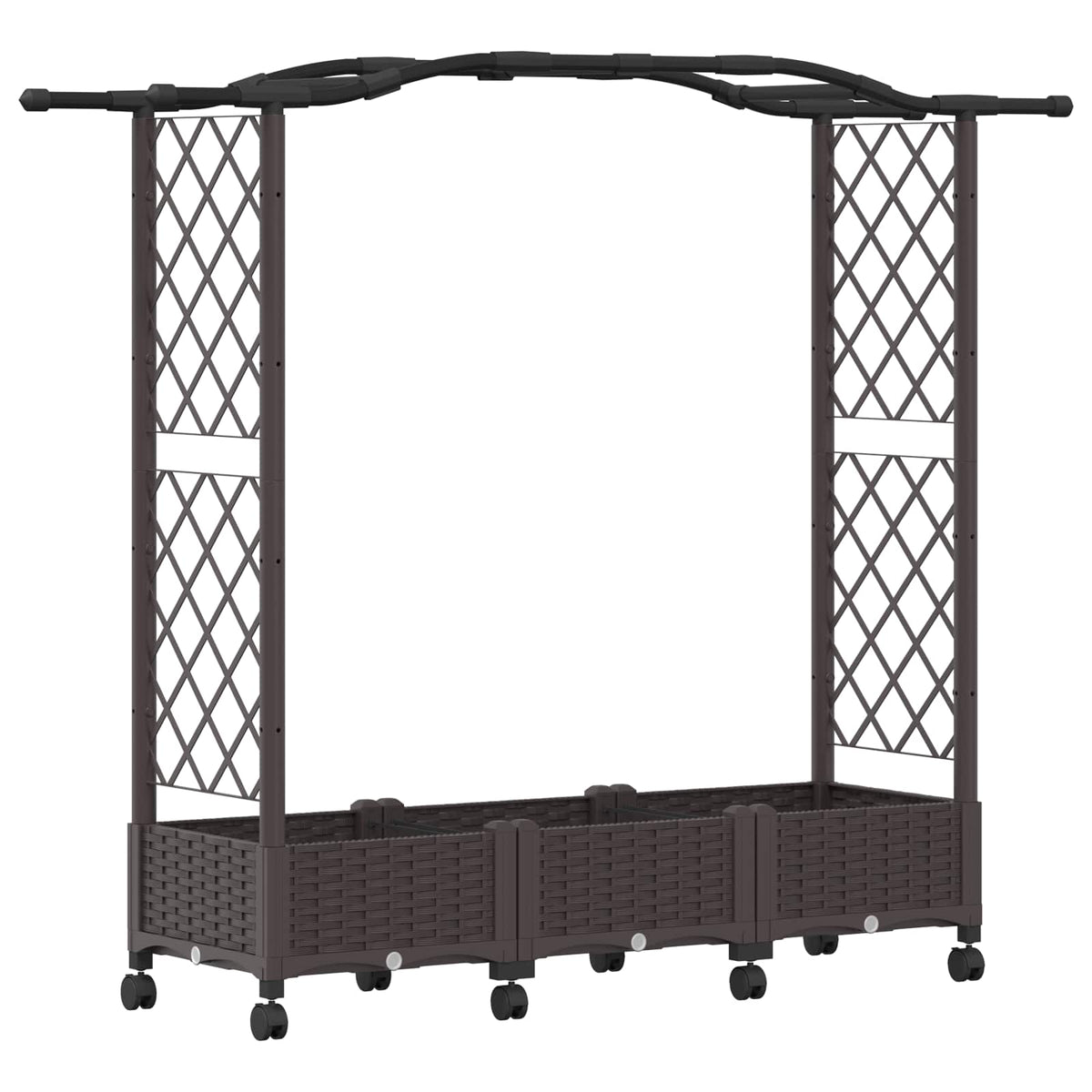 Cama Elevada Con Enrejado Y Ruedas Marrón 169 X 40 X 129 Cm Pp_0