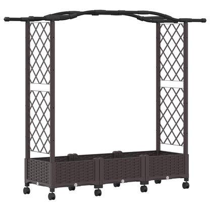 Cama Elevada Con Enrejado Y Ruedas Marrón 169 X 40 X 129 Cm Pp_0