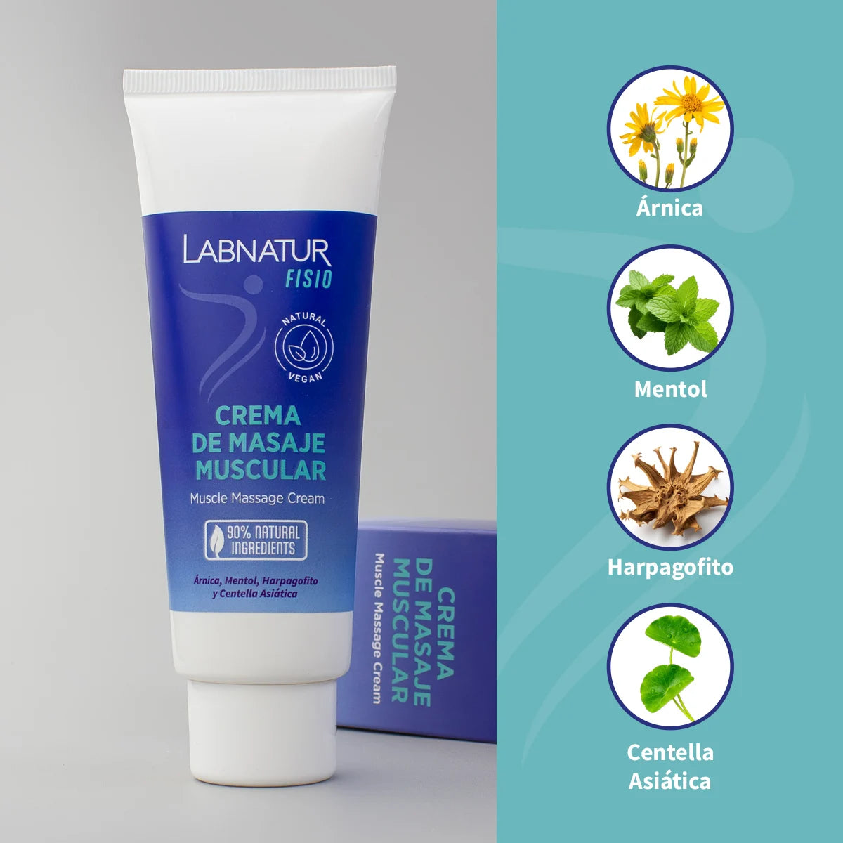 Crema de Masaje Muscular Labnatur Fisio 125 ml | Preparación y Recuperación | Árnica y Mentol | Refrescante | Vegano_1