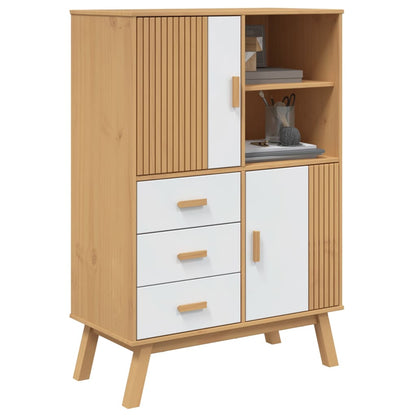 Aparador Olden Madera Maciza Pino Marrón Y Blanco 85x43x125 Cm / Vetonek_4