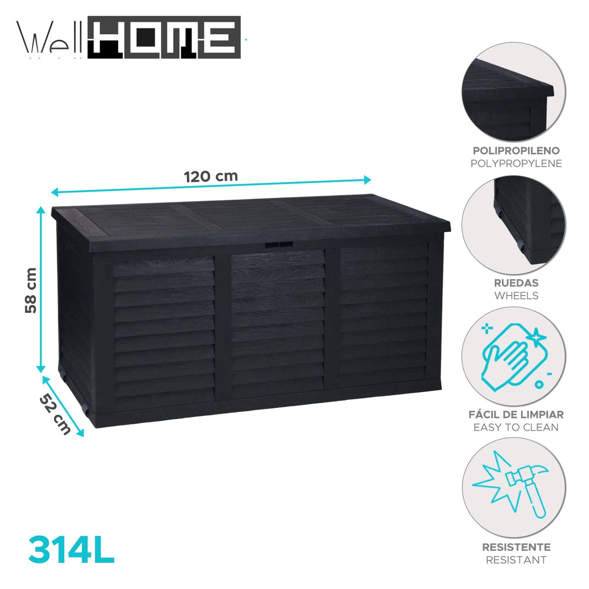 Well Home - Baúl De Jardín 'hippo' De 314l Ideal Para El Almacenamiento_1