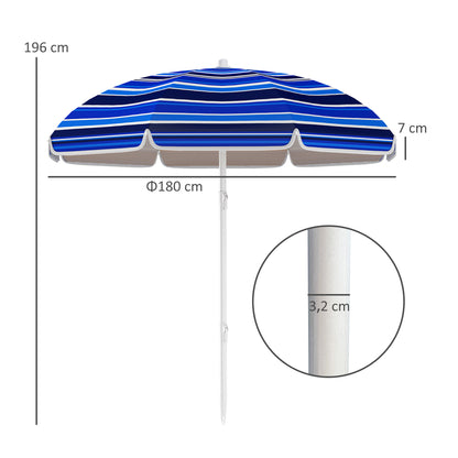 Outsunny Sombrilla De Playa Grande Ø180 Cm Con Ángulo Ajustable Protección Uv50+_2