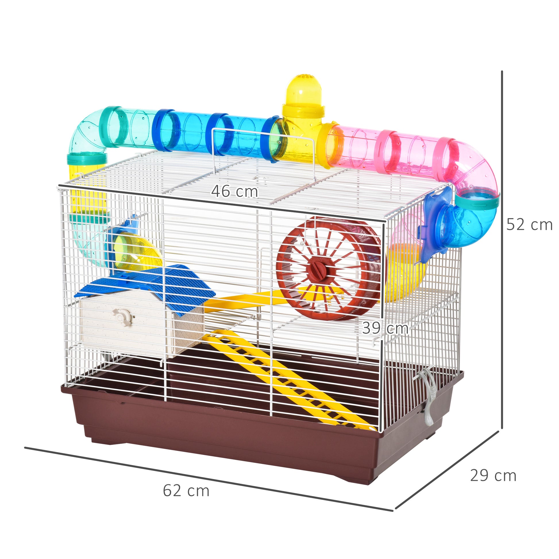 Pawhut Jaula Para Hámster Accesorios Incluidos Casa Para Roedores Pvc Metal_2