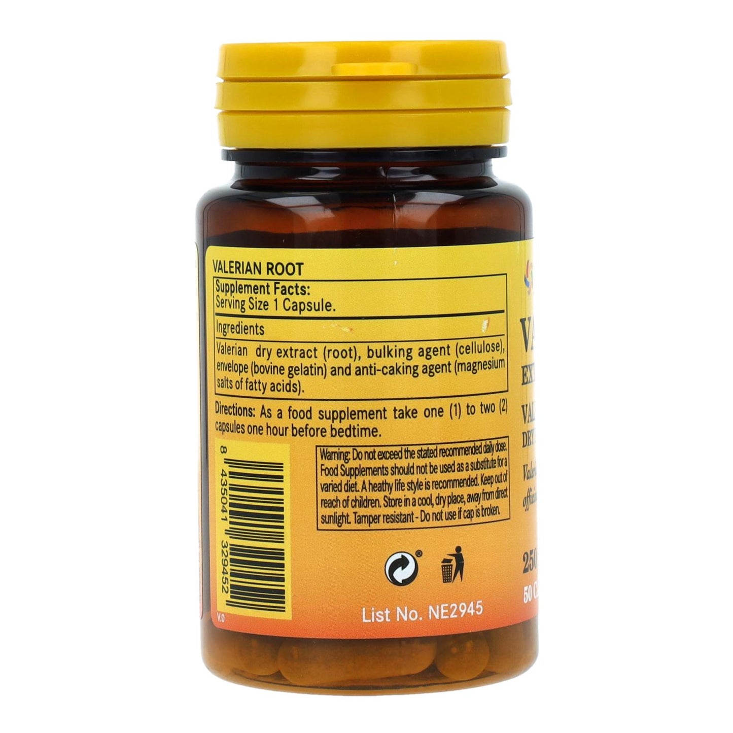 Valeriana 250 mg em extrato seco 50 Cápsulas