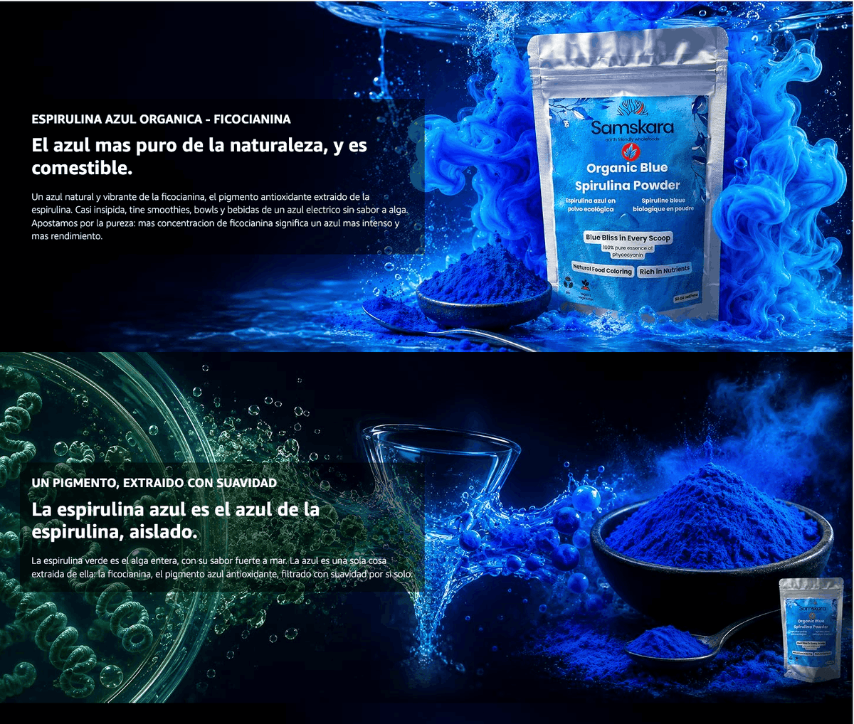 Espirulina Azul En Polvo Bio - 50g | Superalimento Ecológico Vegano Para Batidos, Smoothies Y Zumos_4
