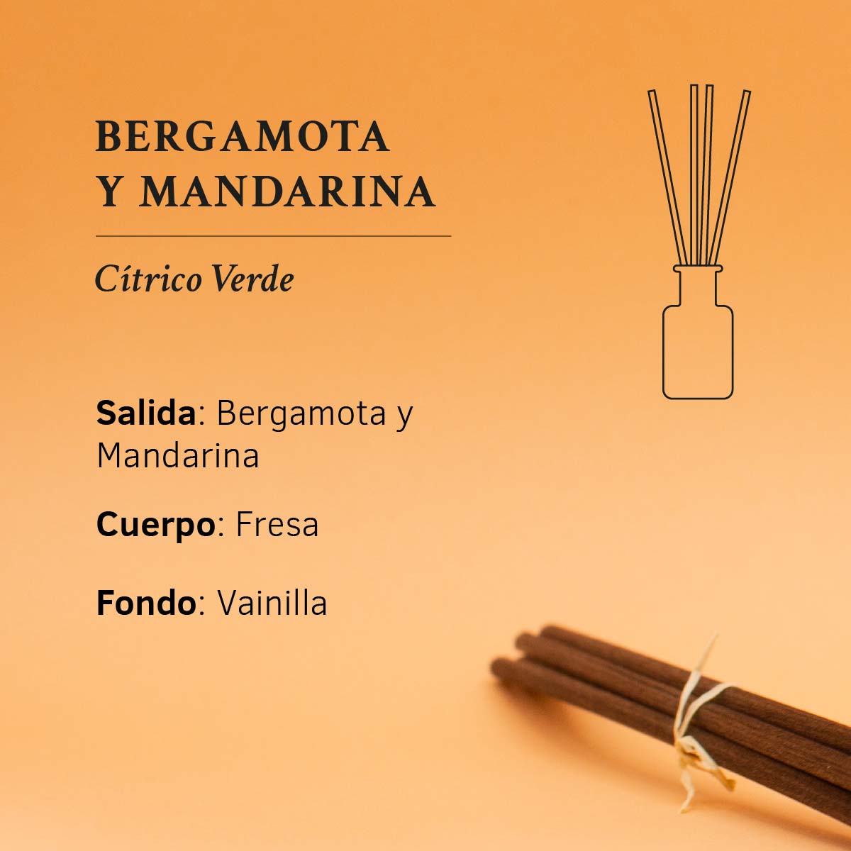 Ambientador Mikado Bergamota y Mandarina 1991 100 ml | Difusor de Varillas | Fragancia Cítrica y Refrescante | Hogar_3