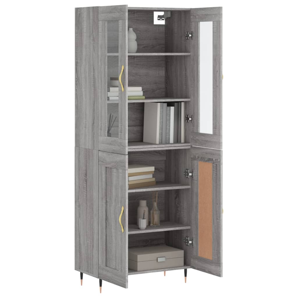 Aparador Alto Madera Contrachapada Gris Sonoma 69,5x34x180 Cm_2