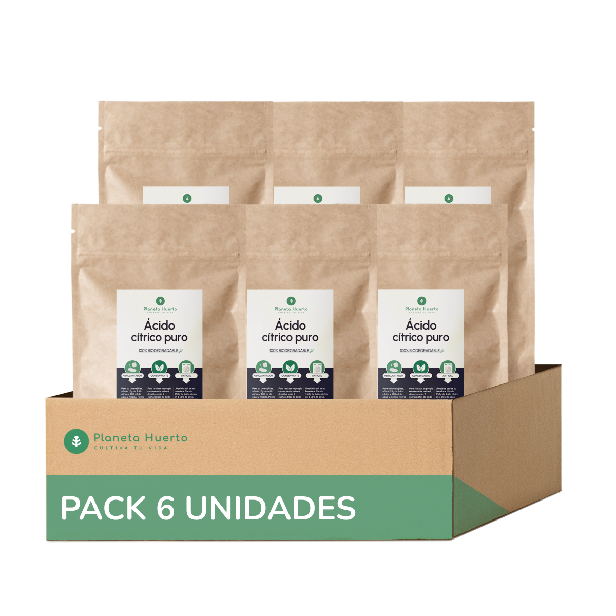 Embalagem 6xÁcido Cítrico Planeta Huerto 1 Kg