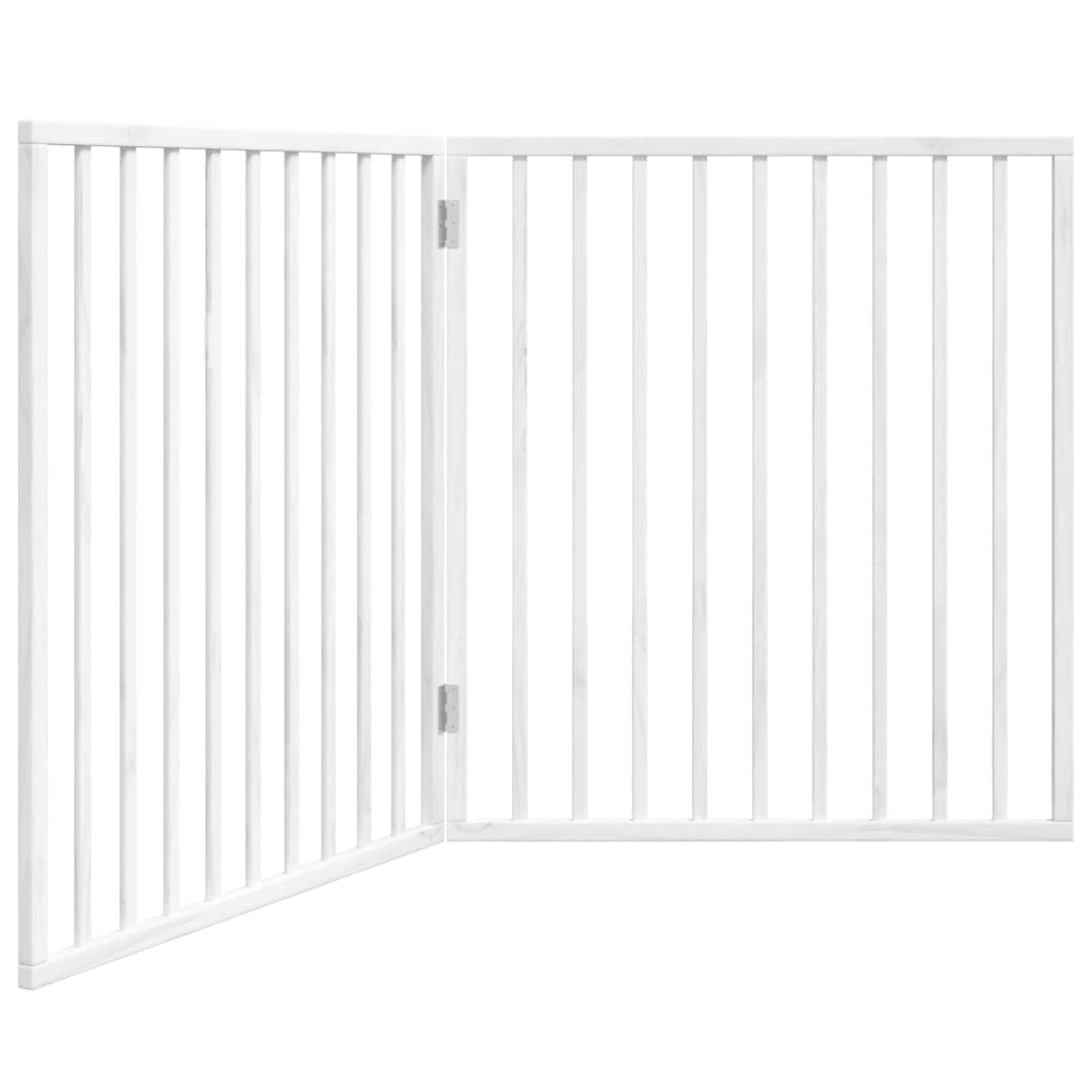 Vidaxl Puerta Para Perros Plegable De 2 Paneles, Madera De Álamo, Blanca, 160 Cm_0