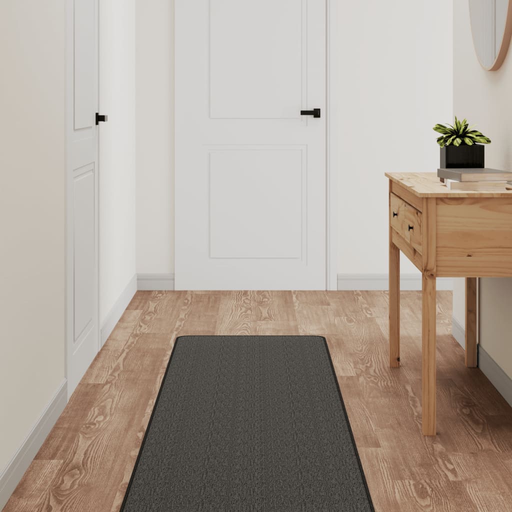 Alfombra De Pasillo Con Aspecto Sisal Gris Antracita 50x250 Cm / Vetonek_0