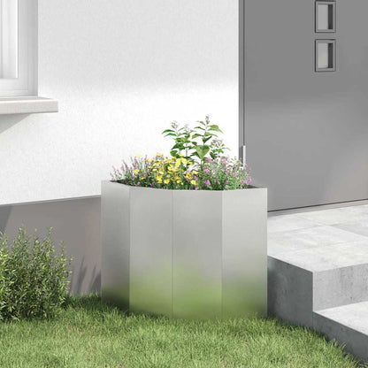 Macetero De Esquina Plateado 45 X 45 X 50 Cm Acero Inoxidable_3