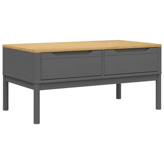 Mesa De Centro Floro Madera Maciza De Pino Gris 99x55,5x45 Cm_0