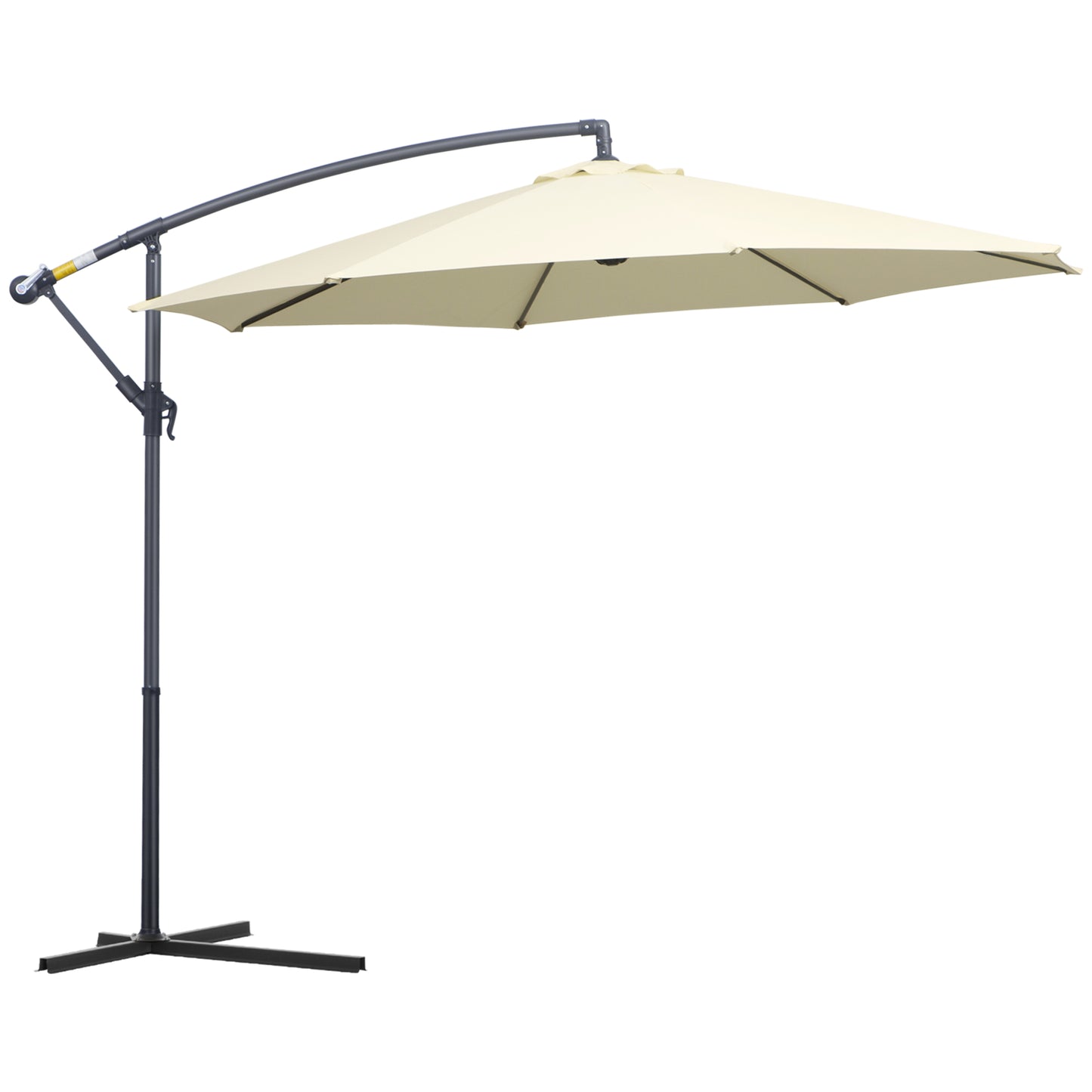 Outsunny Sombrilla De Jardín Ø300x250cm Inclinable Manivela Base Cruzada Beige_0