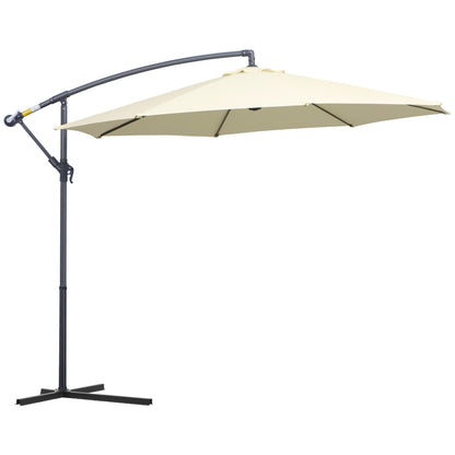 Outsunny Sombrilla De Jardín Ø300x250cm Inclinable Manivela Base Cruzada Beige_0