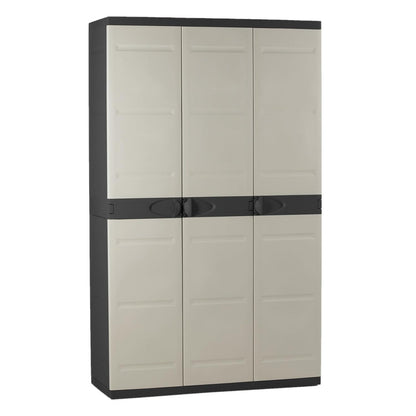 Roupeiro 3 portas com armário para vassouras 105 cm Titânio Plastiken Preto
