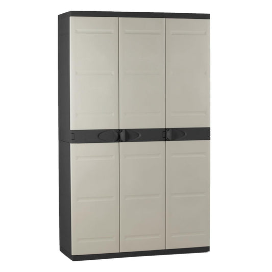 Roupeiro 3 portas com armário para vassouras 105 cm Titânio Plastiken Preto