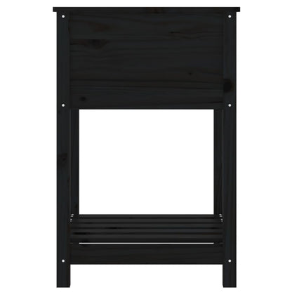 Jardinera Con Estante Madera Maciza De Pino Negro 54x54x81 Cm_5