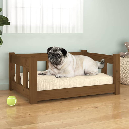 Cama Para Perros Madera Maciza Marrón Miel 65,5x50,5x28 Cm / Vetonek_0