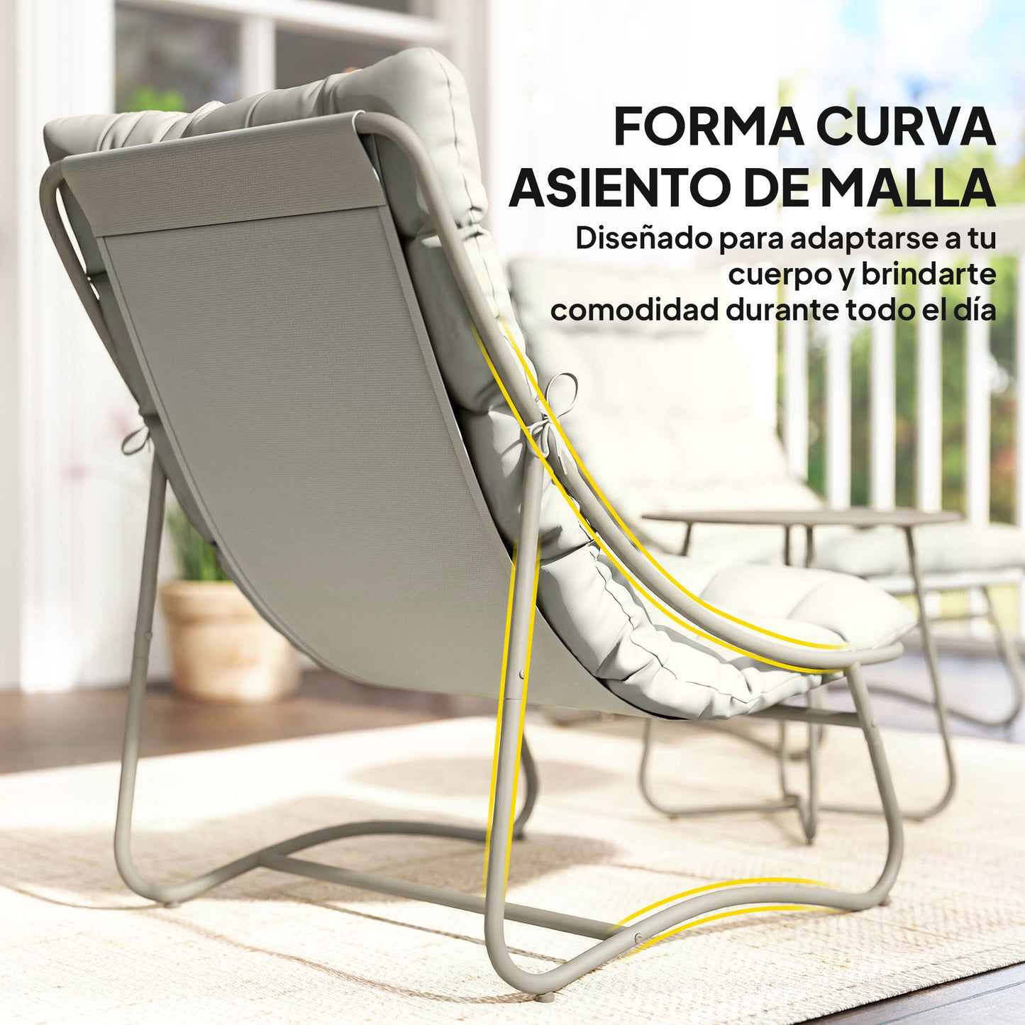 Outsunny Conjunto De Mesa Y Sillas De Terraza Exterior Con Cojines Gris Claro_5