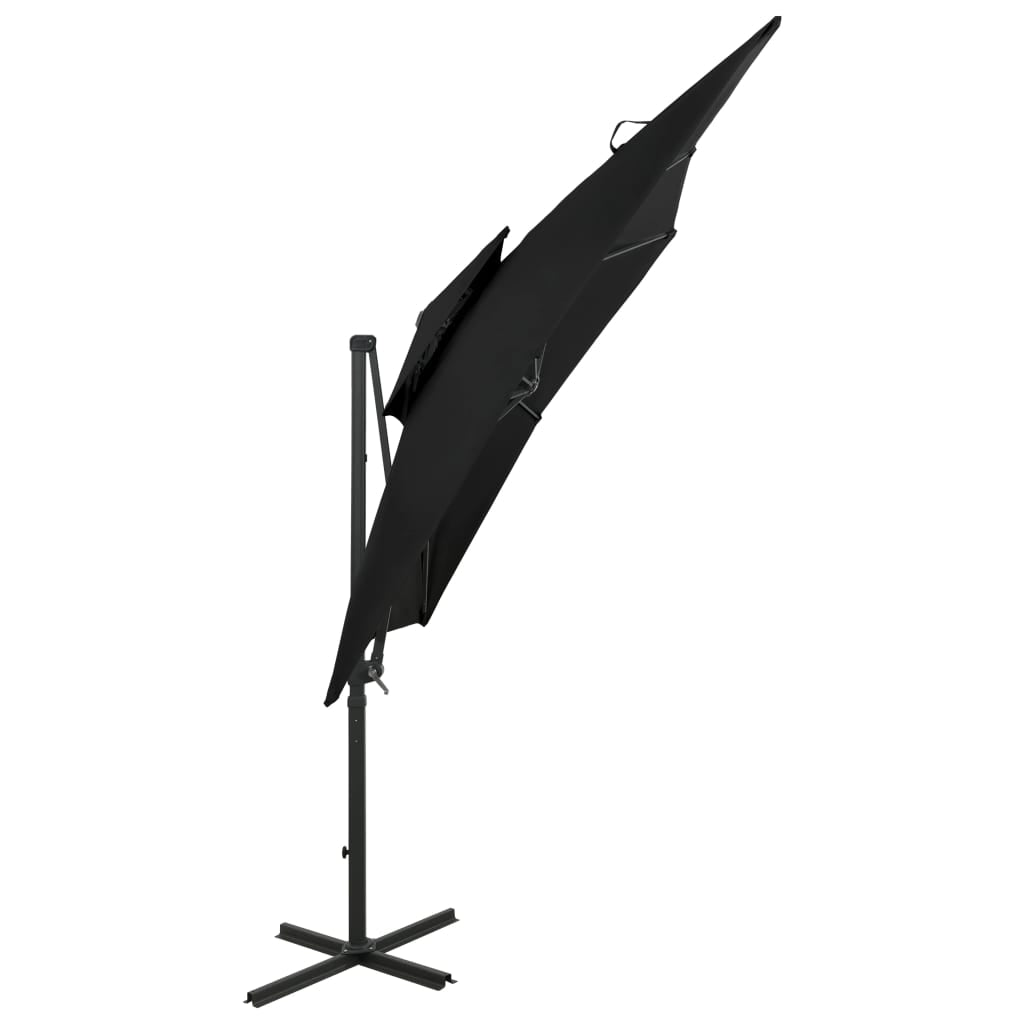 Vidaxl Sombrilla Jardín Voladiza Con Cubierta Doble Negro 250x250 Cm_3