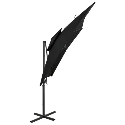 Vidaxl Sombrilla Jardín Voladiza Con Cubierta Doble Negro 250x250 Cm_3