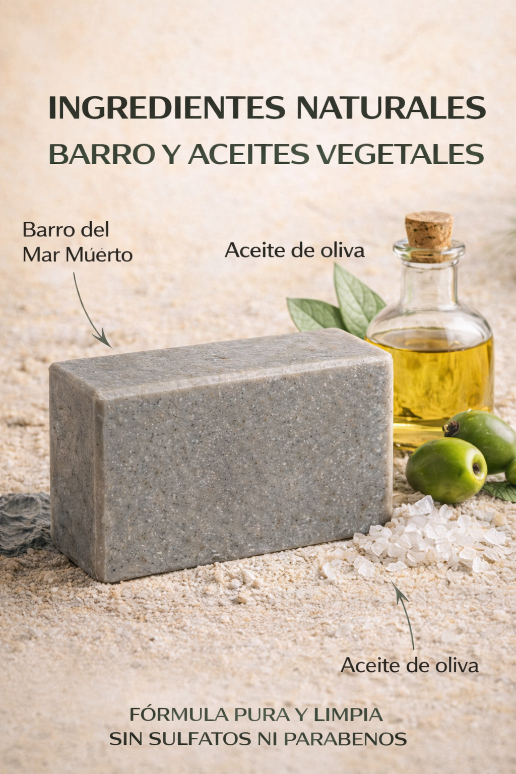 Jabón Sólido Natural de Barros del Mar Muerto 100 g | Limpieza Purificante para Piel Grasa y Mixta | M&On Naturals_1