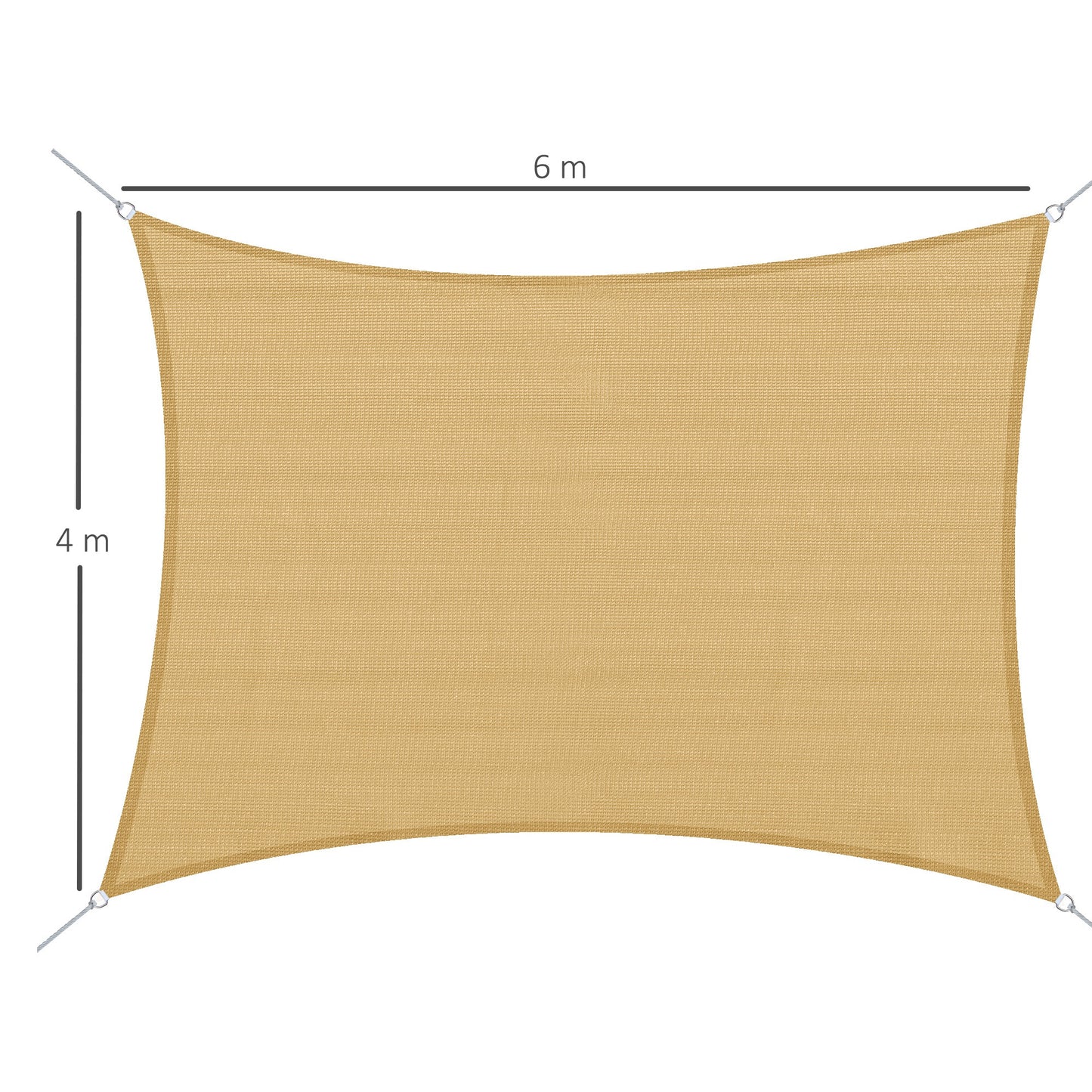Outsunny Toldo Vela De Sombra Rectangular 4x6 M Con Anti-uv Arena_2