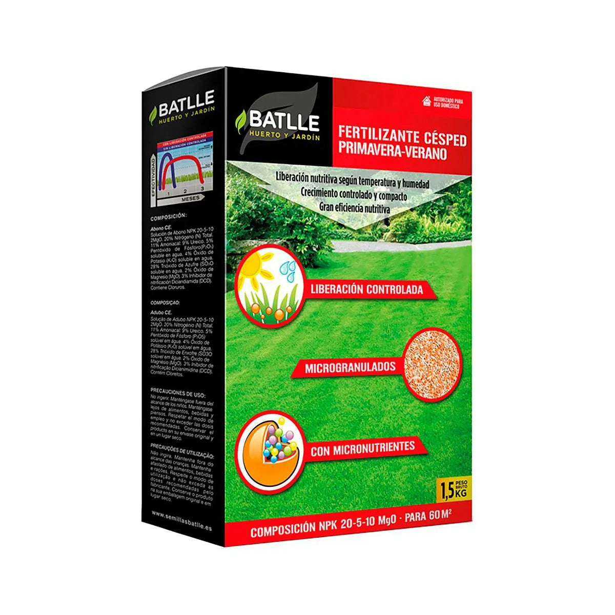 Fertilizante para relvado Batlle primavera-verão 1,5 kg