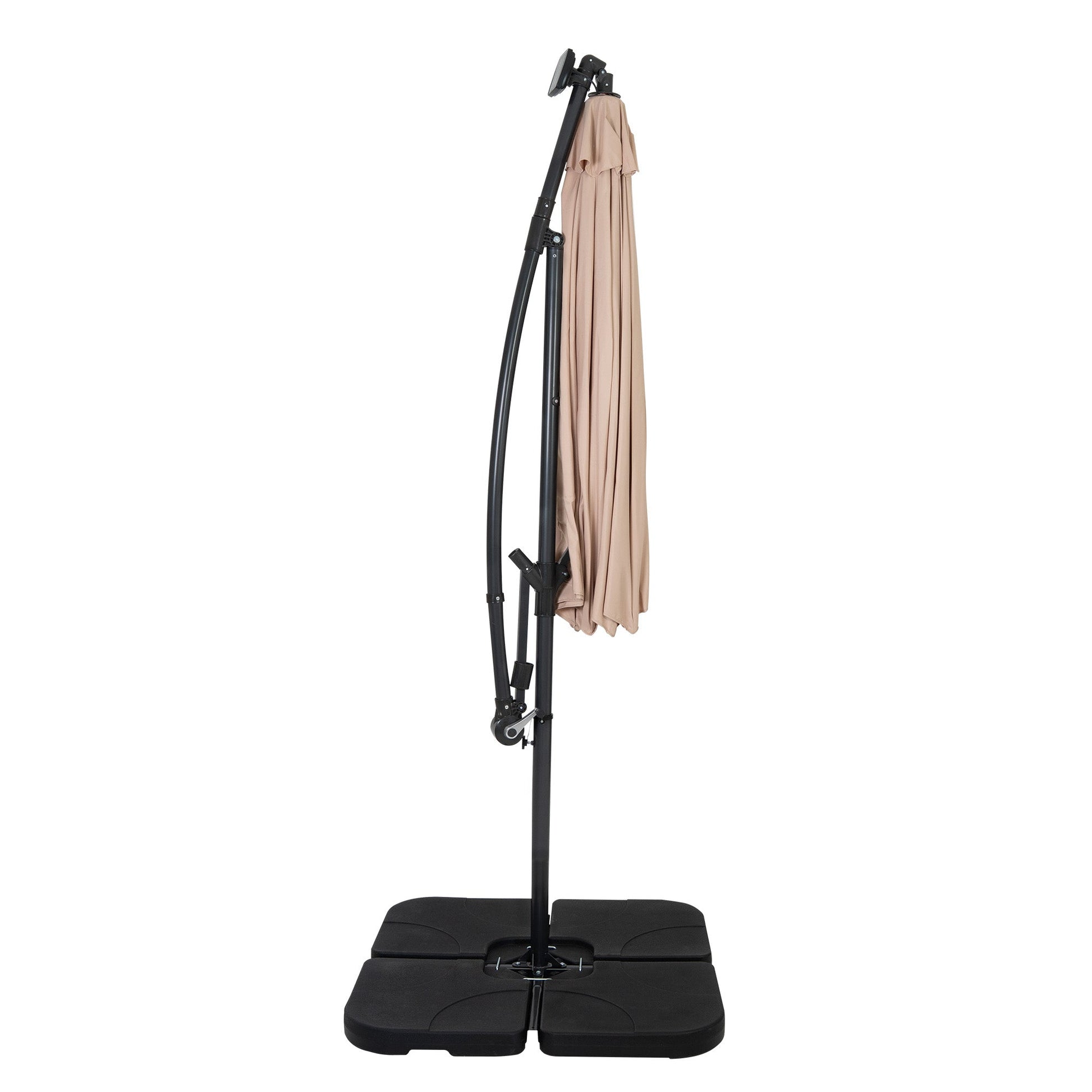 Parasol Excéntrico Led 3 M Con Base Cuadrada – Beige_1