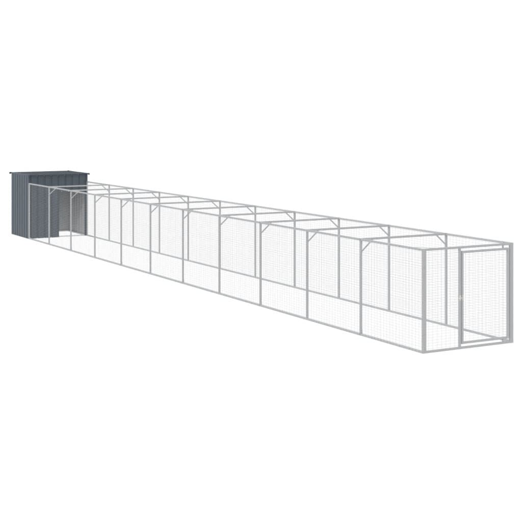 Vidaxl Caseta Perros Con Corral Acero Galvanizado Gris 110x1221x110 Cm_0