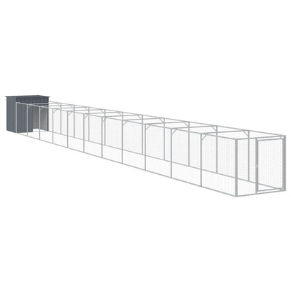 Vidaxl Caseta Perros Con Corral Acero Galvanizado Gris 110x1221x110 Cm_0