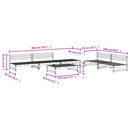 Vidaxl Juego Muebles De Jardín 6 Piezas Madera Maciza Pino Marrón Miel_2