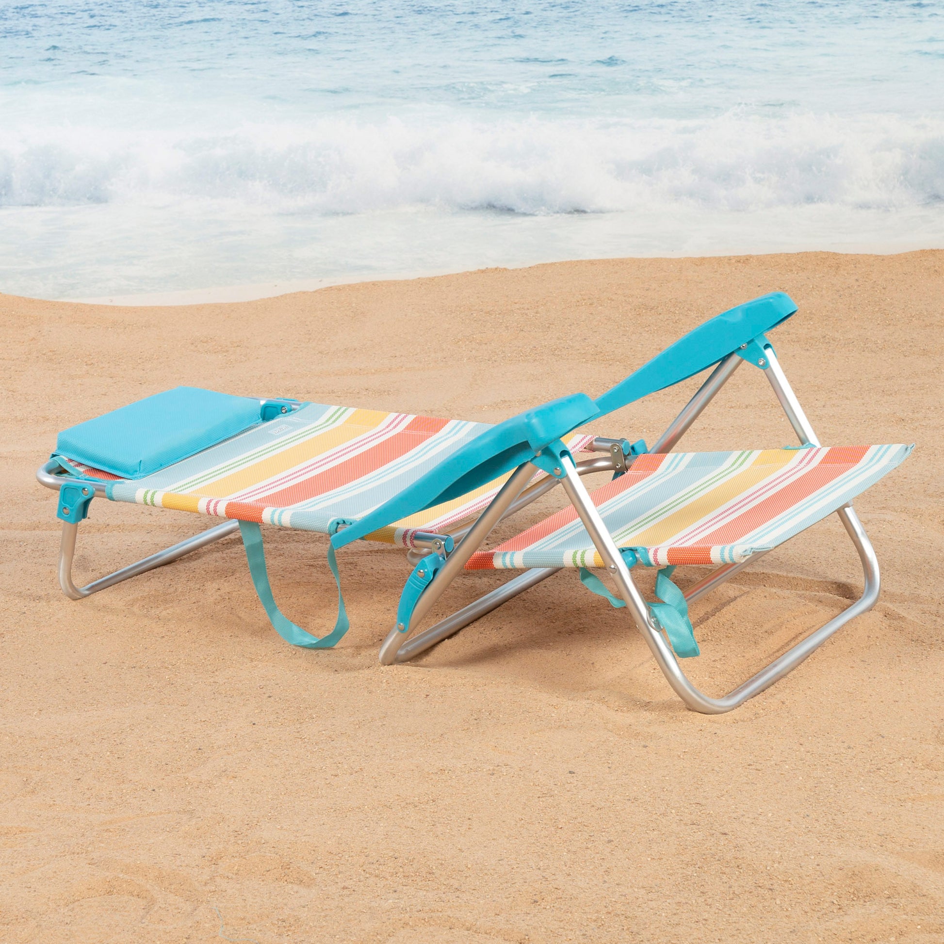 Aktive Silla Plegable De Playa Rayas Multicolor 7 Posiciones, Estructura De Aluminio Y Cojín_2
