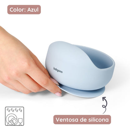 Bowl Silicona Con Ventosa Para Bebés Azul_1