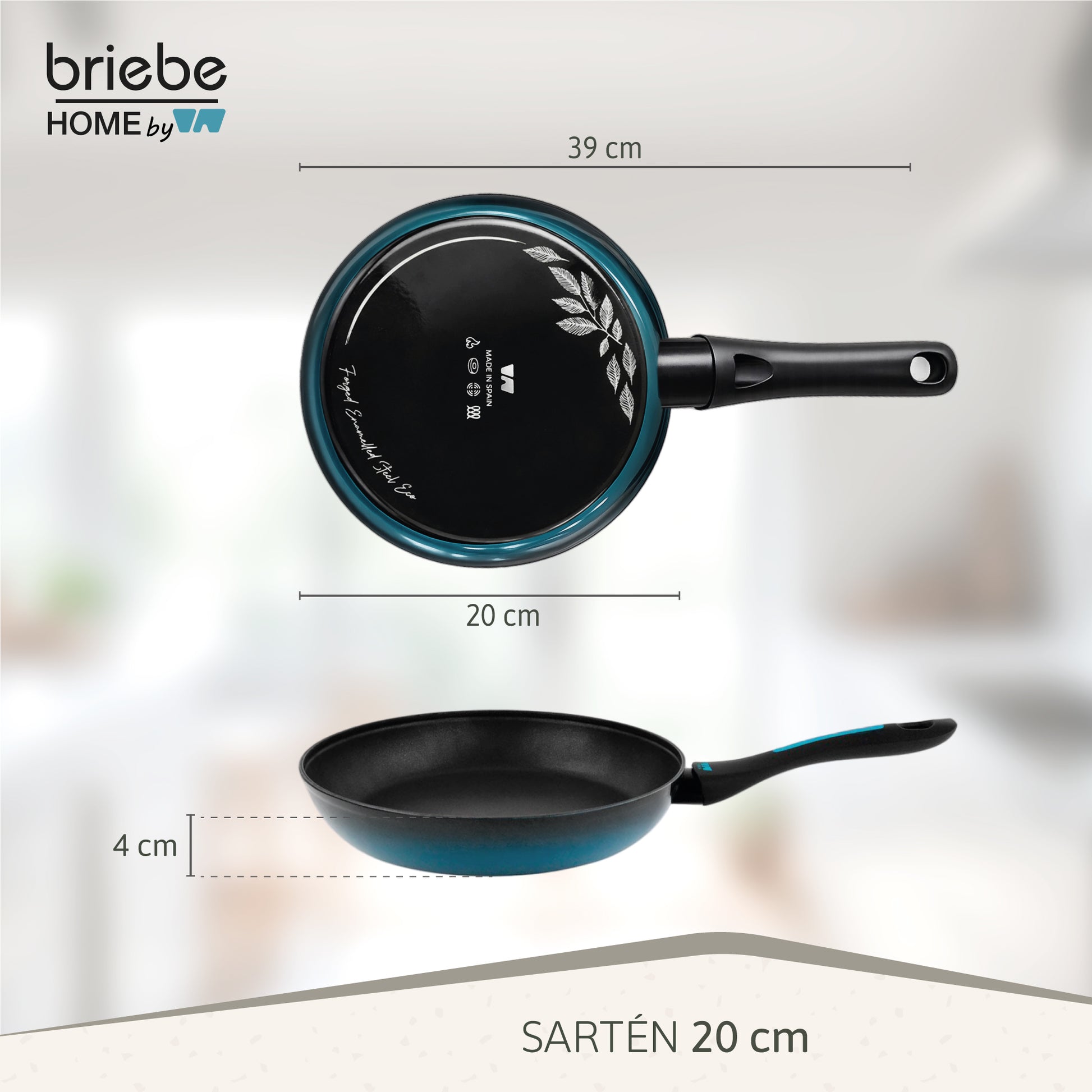 Briebe Sartén Inducción Acero Forjado 20 Cm Antiadherente Sin Pfoa, Todas Cocinas, Fabricada En España, Mare, Azul_5
