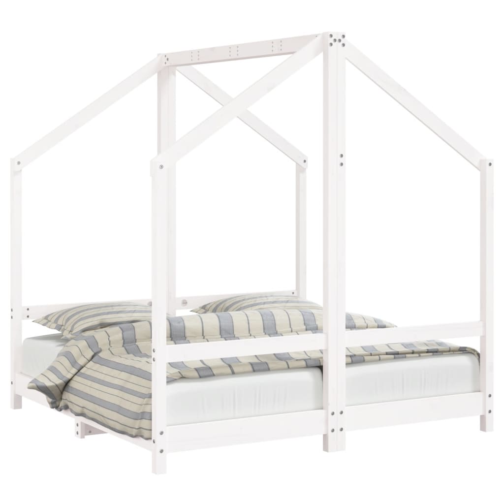 Estructura De Cama Para Niños Madera De Pino Blanco 2x(70x140) / Vetonek_0