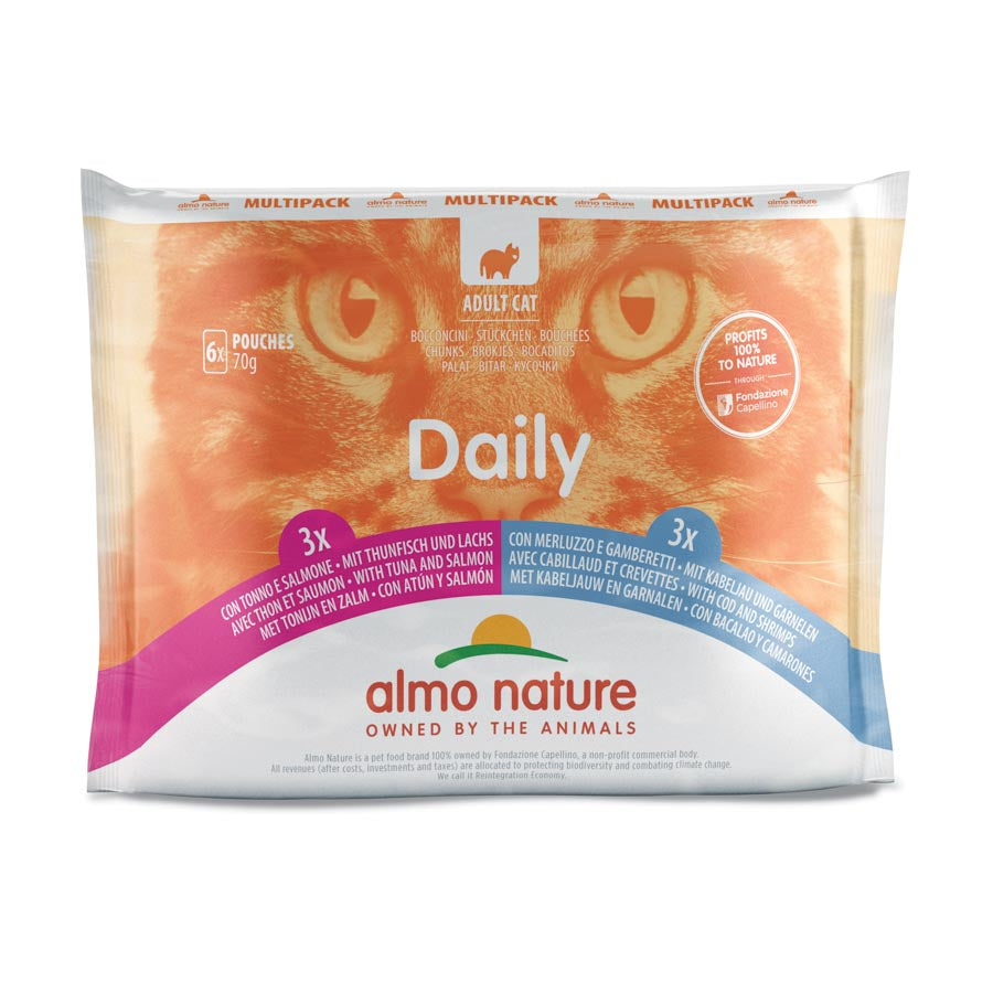 10 Multipacks Almo Gato Daily Pescado De 6 Sobres De 70gr_0