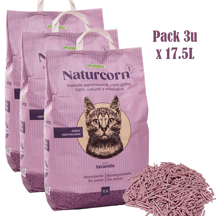 Sustrato Absorbente Wuapu Naturcorn Lavanda En Pelet Biodegradable Para Gato 1 U 17'5l_3