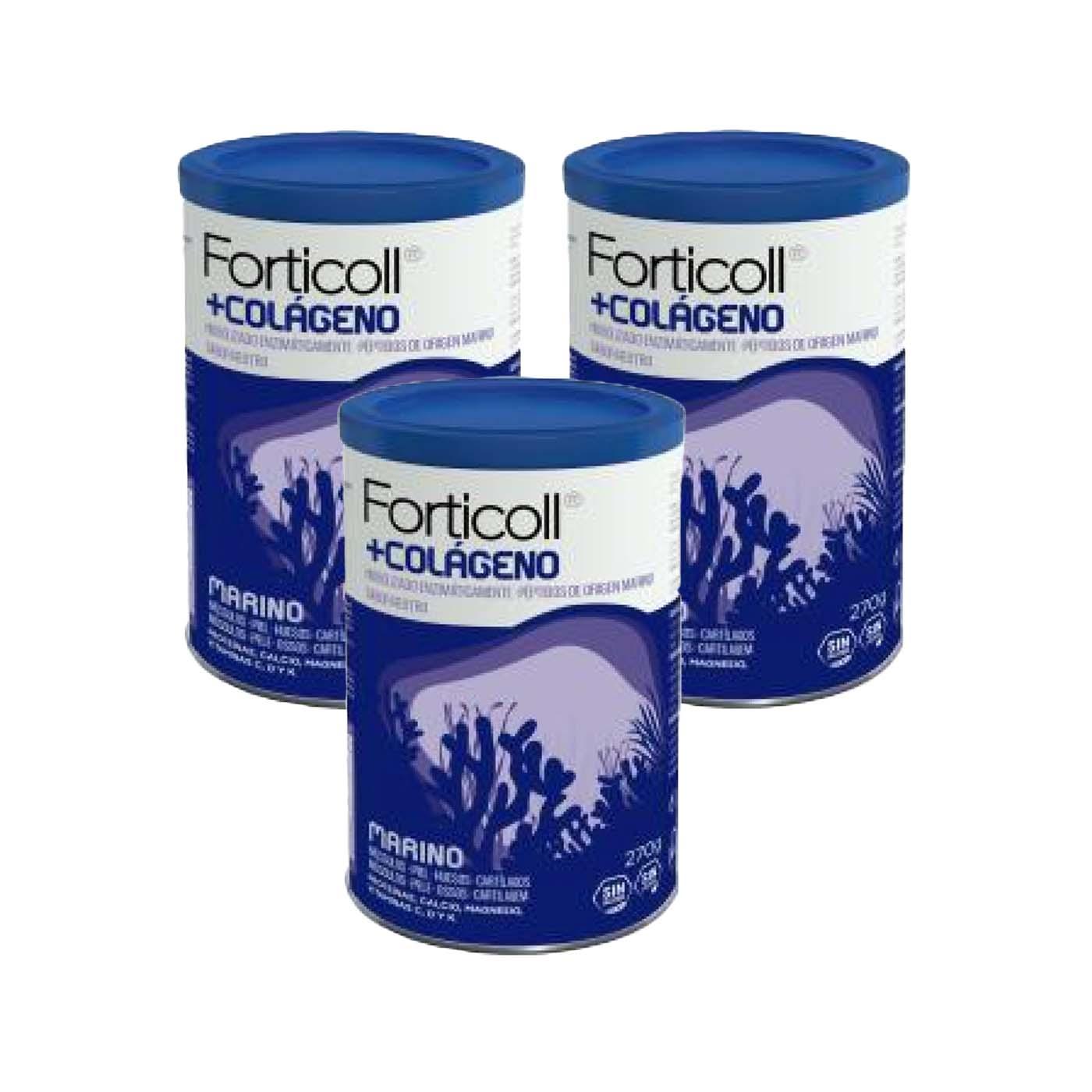 Pack promocional 3x Forticoll Colagénio Marinho 270 g