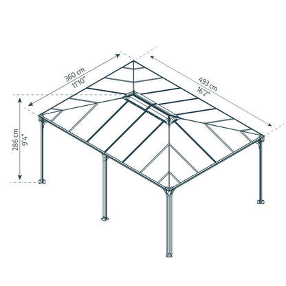 Gazebo Martinique 5000 Gazebo em alumínio cinzento com vidros em policarbonato bronze
