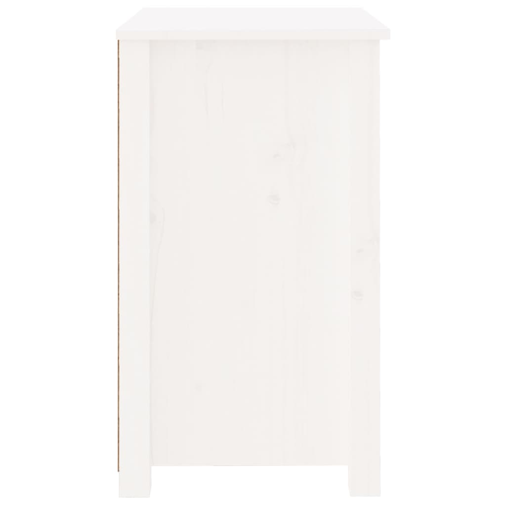Mesita De Noche Madera Maciza De Pino Blanca 50x35x61,5 Cm_2