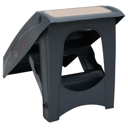 Escalera Para Perros Plegable De 4 Peldaños Gris Oscuro_4