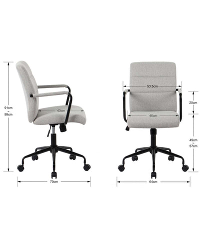Silla Despacho Giratoria Elevable Acabado Gris, 64m(ancho) 91/99cm(altura) 70cm(fondo)_3