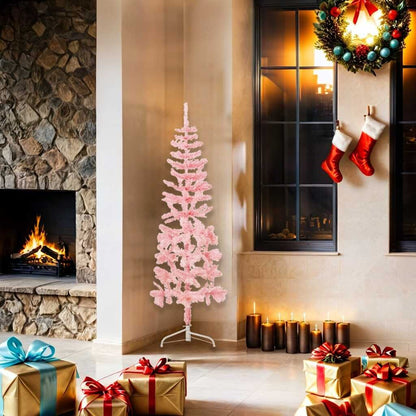 Vidaxl Medio Árbol De Navidad Artificial Con Soporte Rosa 150 Cm_1