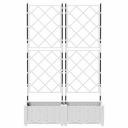 Vidaxl Maceta De Jardín Con Enrejado 2 Pcs Blanco 80 X 40 X 125.5 Cm_3