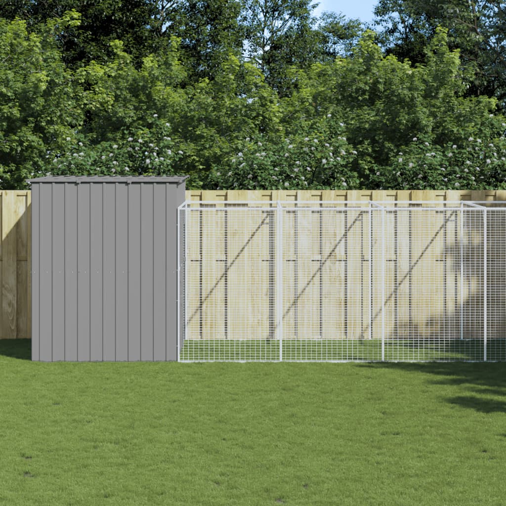 Caseta Perros Corral Acero Galvanizado Gris Claro 214x661x181cm_1